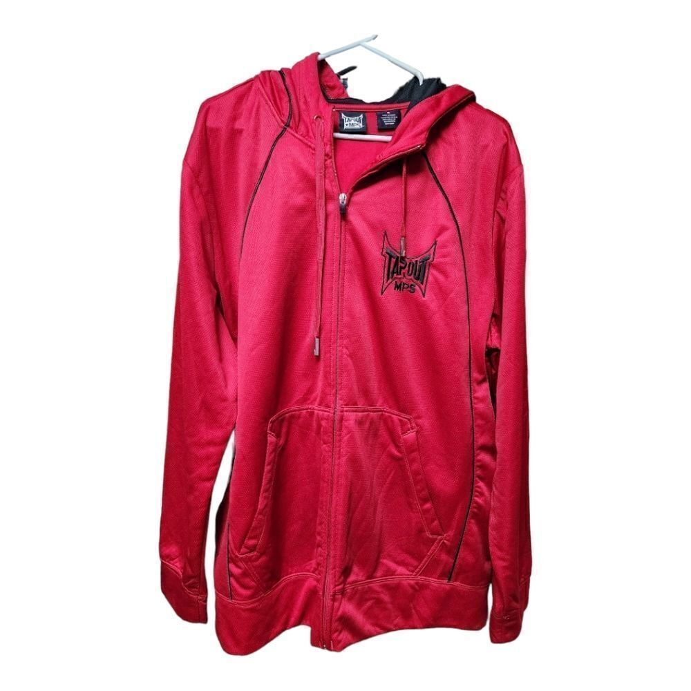 1404 - Tapout MPS Zip-Up Drawstring Hoodie Mens XL Red - Like New